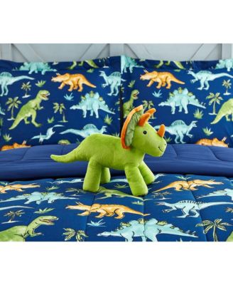 Watercolor Dinosaur Navy 4-Piece Microfiber Comforter Set - Full