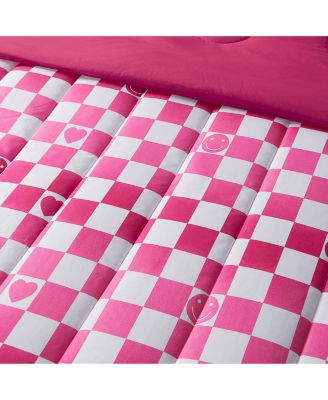 Checkerboard Hearts Ultra Soft Microfiber 3-Piece Comforter Set