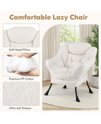 Lazy Sofa Chair Accent Leisure Armchair with Folding Footrest & Storage Pocket