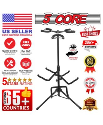 Triple Guitar Stand Floor Adjustable 30- 38.5 Inch Tripod Multi Guitars Holder Universal Folding Support for Acoustic Electric Bass Banjo Stands Hold 3 Guitars GSH 3N1