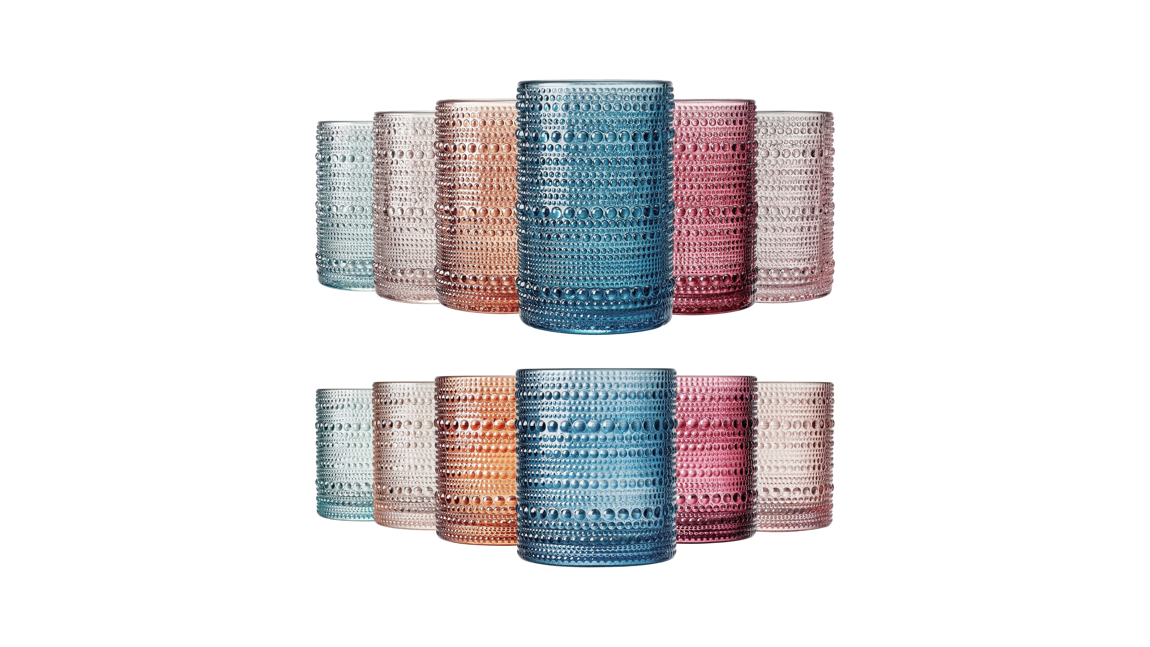 The Wine Savant Beaded Hobnail Drinking Glasses, Set of 12