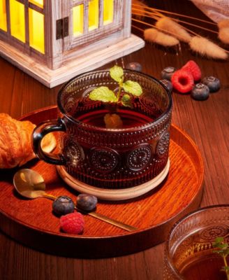 Colored Vintage Hobnail Coffee Mugs, Set of 4