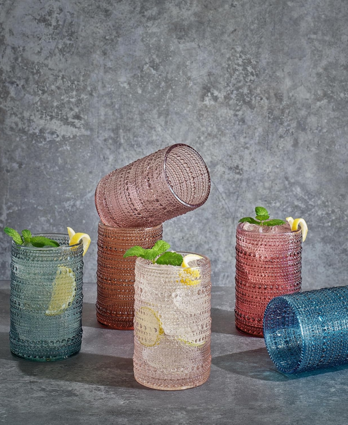The Wine Savant Beaded Highball Glasses, Set Of 6 In Multicolor