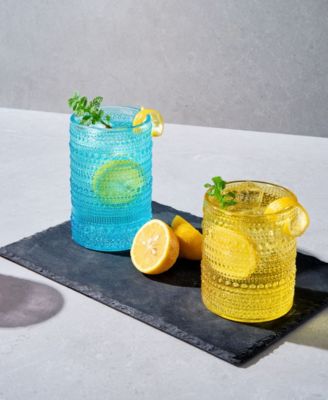 Hobnail Beaded Colored Drinking Glasses, Set of 12