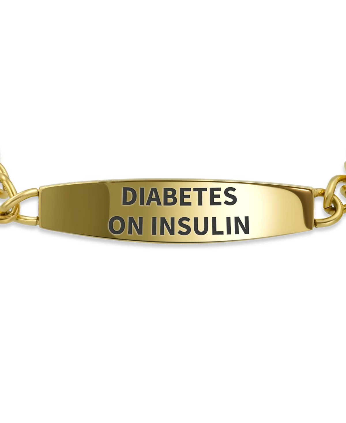 Bling Jewelry Diabetes On Insulin Identification Medical Id Miami Cuban Link Chain Bracelet Gold 2 Tone Steel - Gold-tone