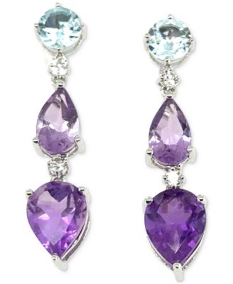 Macy's - Multi-Gemstone Pear Drop Earrings (4-4/5 ct. t.w.) in Sterling Silver