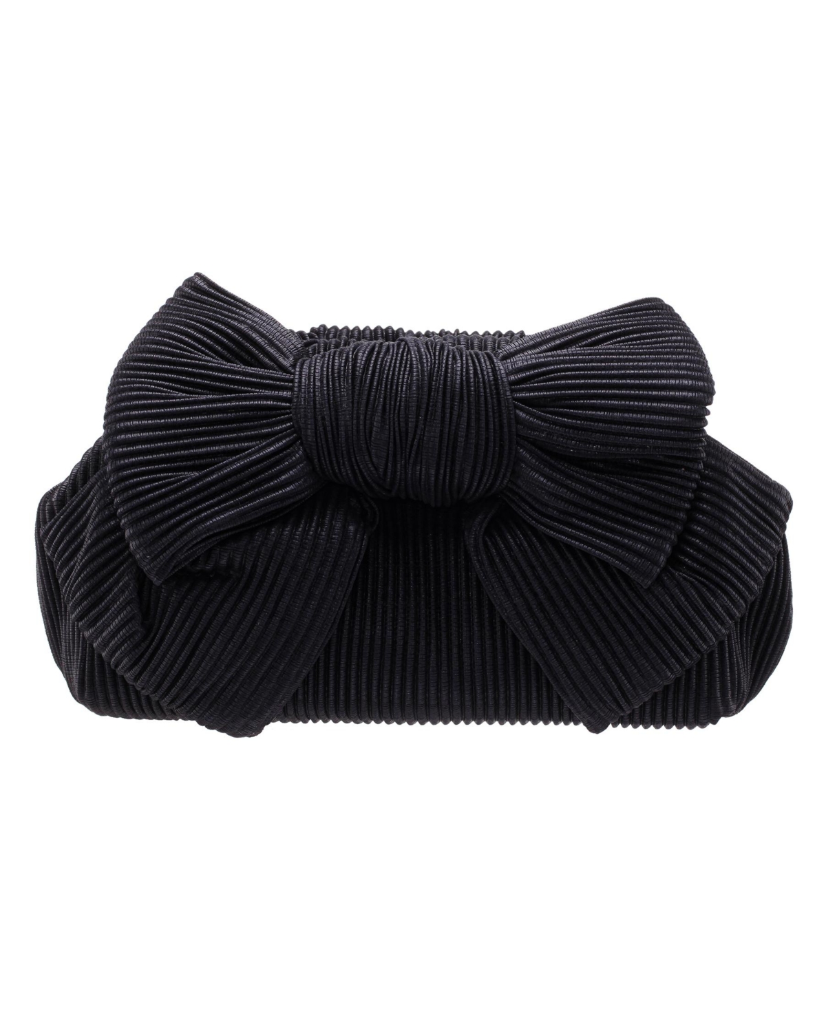 Pleated Metallic Frame Magnetic Clutch - Black