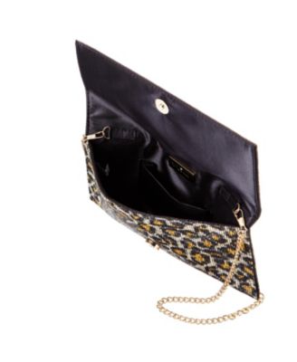 Leopard Print All Over Crystal Envelope Clutch
