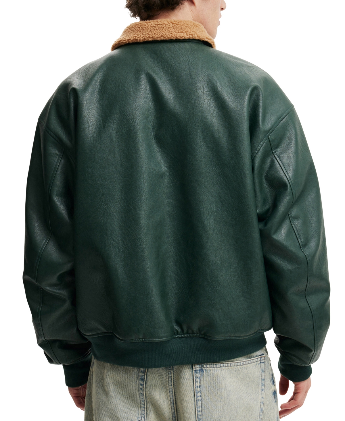 COTTON ON MEN'S ARTIFICIAL LEATHER FLIGHT JACKET 