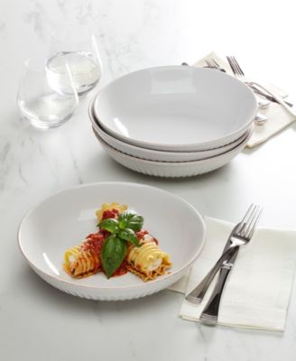 French Perle Groove Dinner Bowls, Set of 4