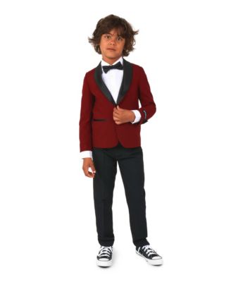 Little Boys Hot Burgundy Suit, Pant and Tie, 3-Piece Set