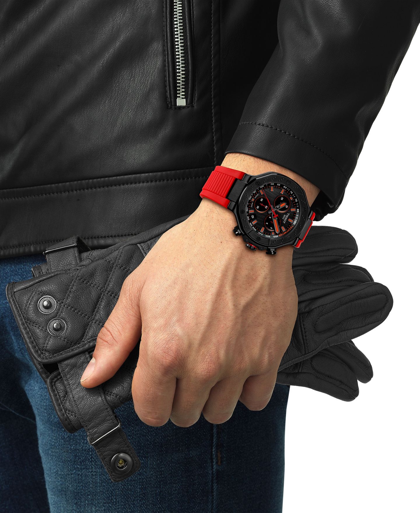 Мужские часы Tissot Swiss Chronograph T-Race Red Rubber Strap Watch 45mm — фото 4