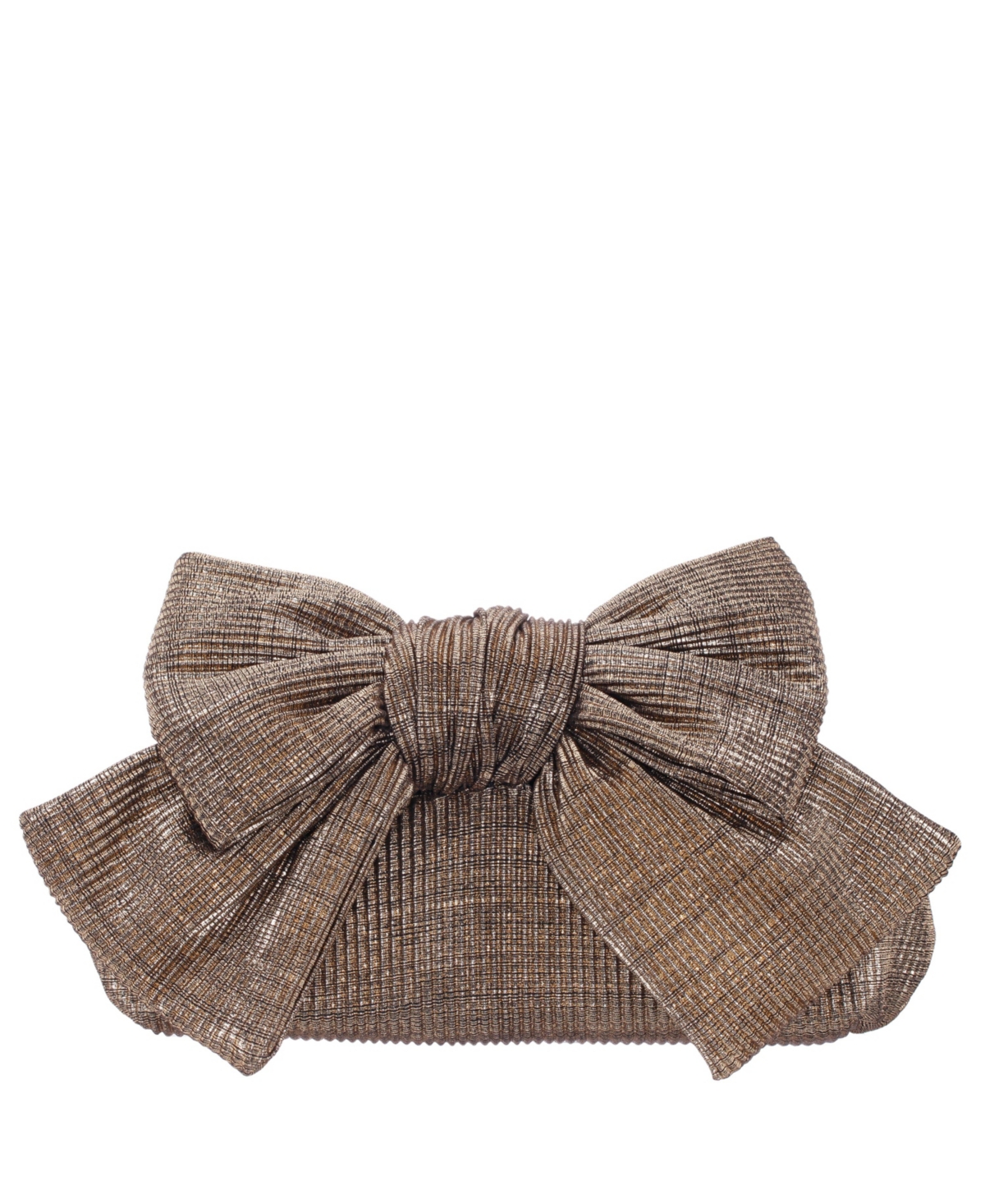 Pleated Metallic Frame Magnetic Clutch - Bronze