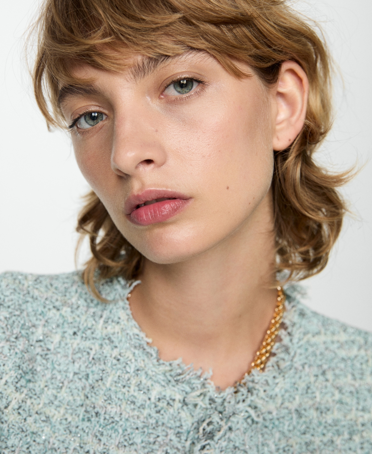 Mango Women's Frayed Ends Detail Tweed Jacket