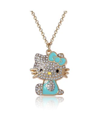 Hello Kitty Sanrio Crystal Pendant Necklace - Gold-Tone with Colorful Enamel Accents - Green 27$