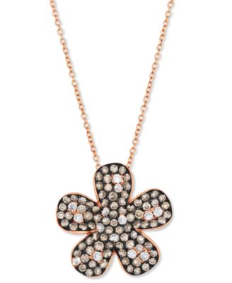 Le Vian - Chocolatier&reg; Diamond Flower 18" Pendant Necklace  (1-3/8 ct. t.w.) in 14k Rose Gold