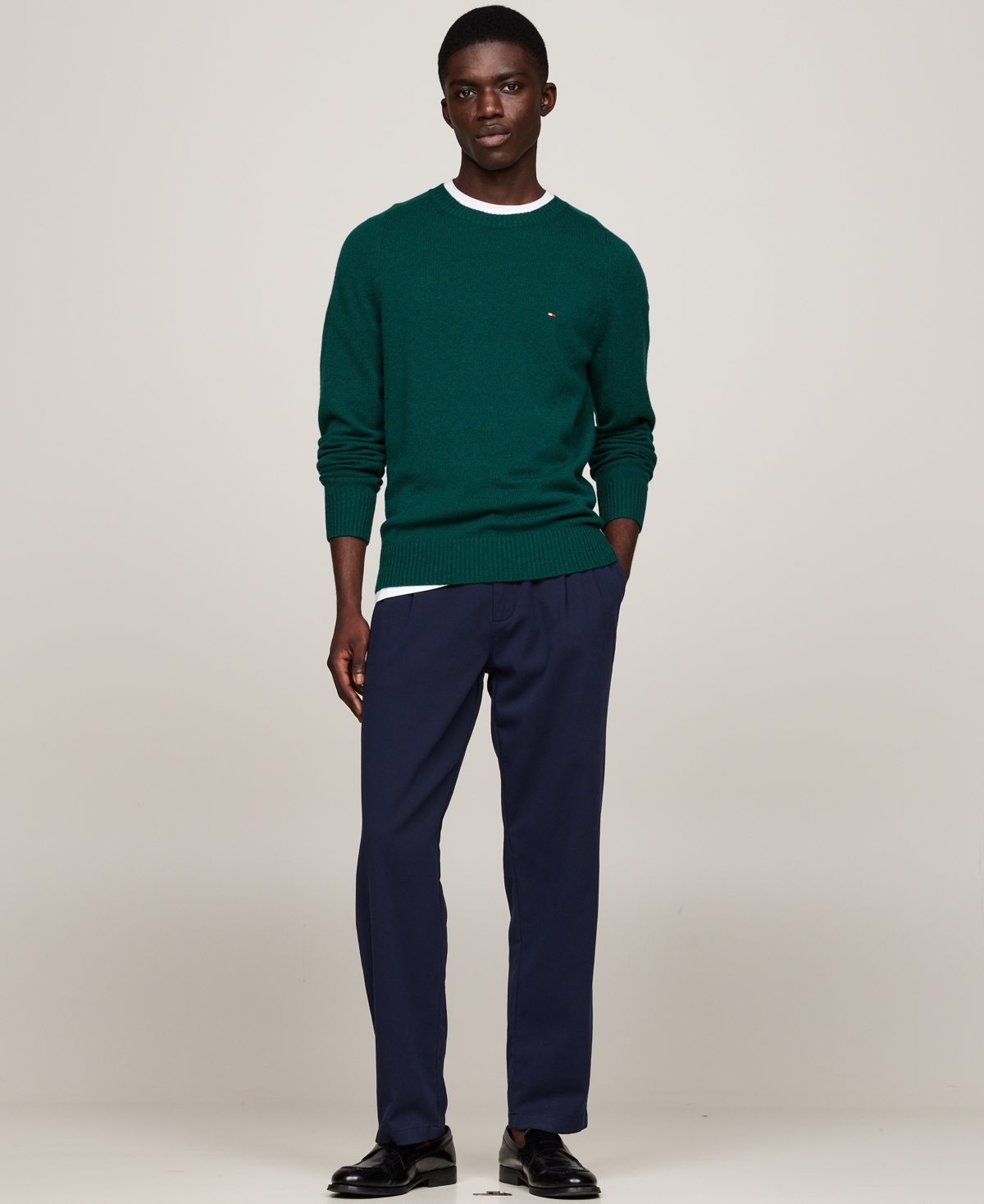 Tommy Hilfiger Wool Crewneck Sweater In Ornamental Green Heather