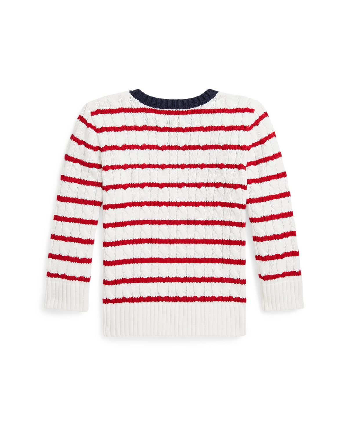 Polo Ralph Lauren Toddler and Little Boys Striped Cable-Knit Cotton Sweater -Red Stripe