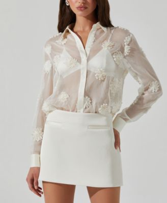 ASTR the Label - Women's Ioannis Embellished Button-Front Top