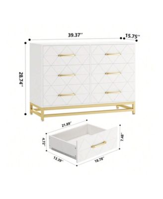 Dresser For Bedroom With 6 Drawer Double Dressers, Modern Wooden Dresser Chest, Beside Table For Closet, Nursery, Living Room