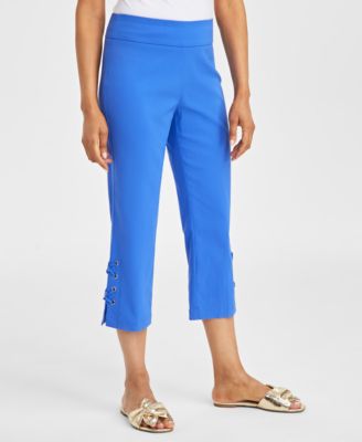 JM Collection - Petite Side-Lace-Up Capri Pants