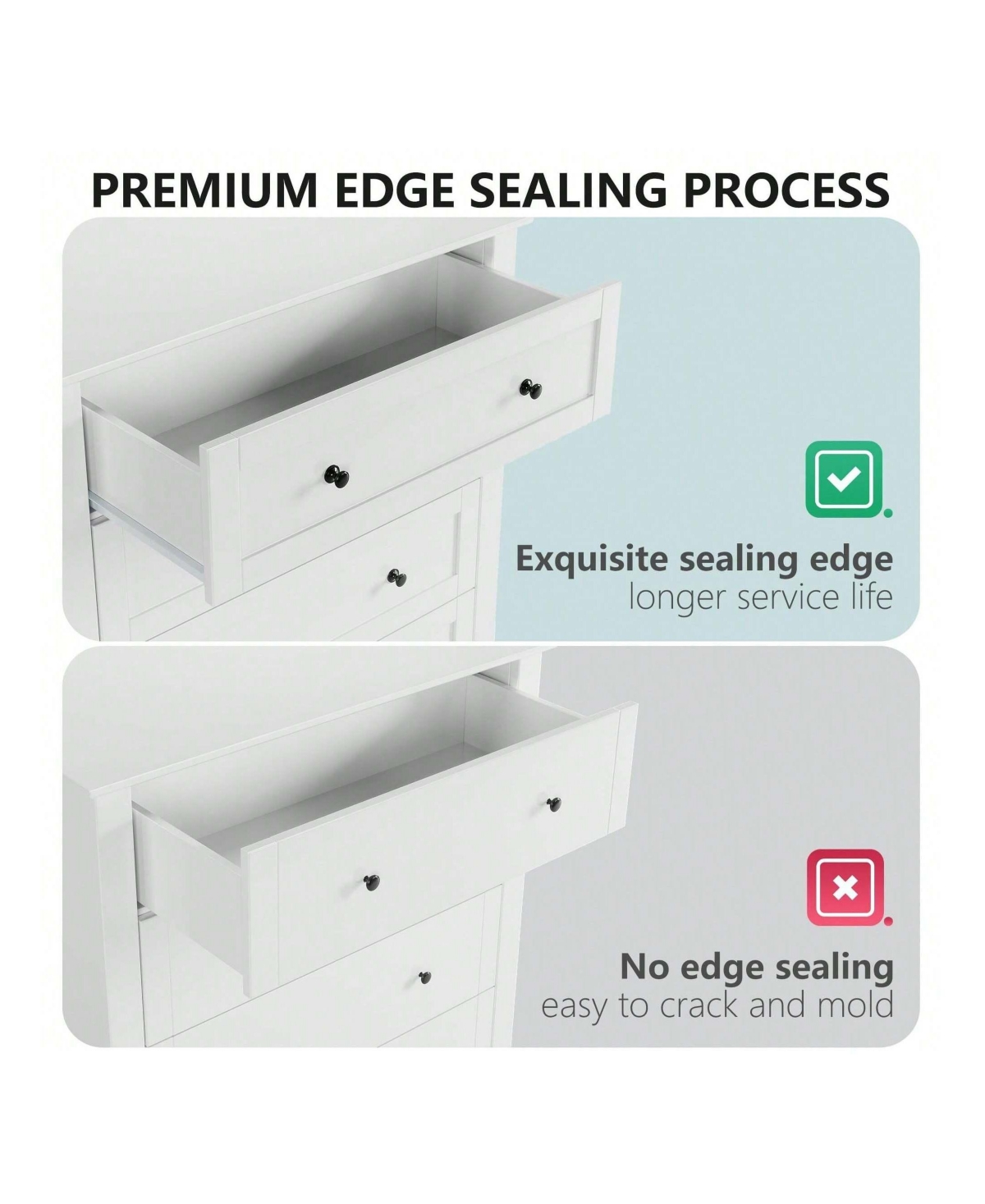 gaomon Garvee 6 Chest Of Drawer Dresser, Modern Dresser With Deep Drawers And Nickel Round Handle, Wood Organizer Storage Cabinet For Bedroom, Living