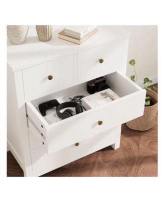 Generic 5-Drawer Wood Dresser Organizer with Metal Handles Modern Chest for Home and Office Use