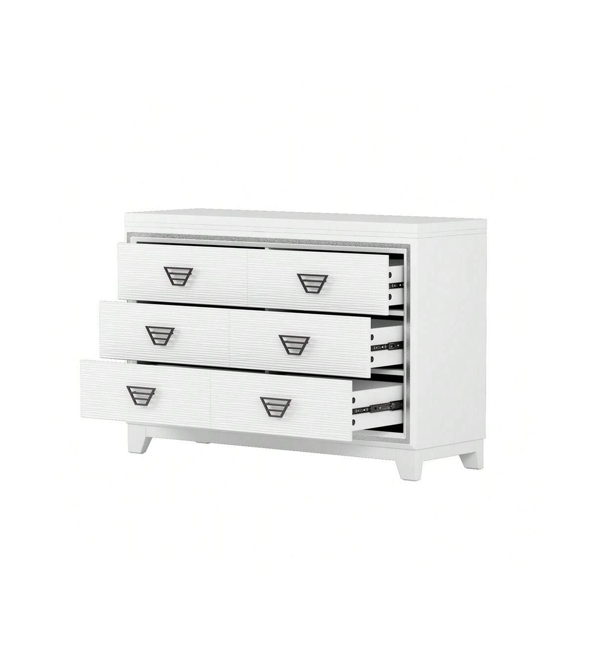 gaomon 6 Drawer Double Dresser, Dresser Closet With Anti-Tip Devices, Metal Handle, Modern Wide Chest Of 6 Drawers, Large Storage Cabinet For Bedroom