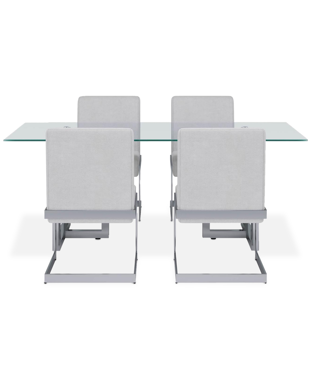 Macy's Emila 5 Pc. Dining Set (rectangular Table & 4 Chairs), Created For  In Clear Glass With Silver Base