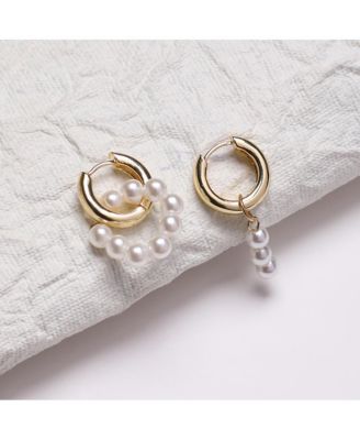 Women's Asymmetrical Pearl Hoop Earrings