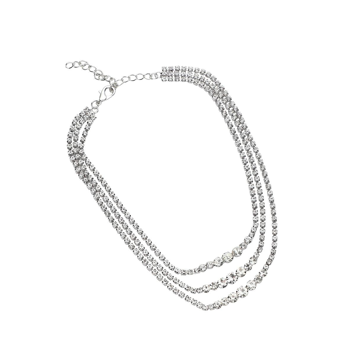 Sohi Women's Minimal Bling Multi-layer Necklace In Silver