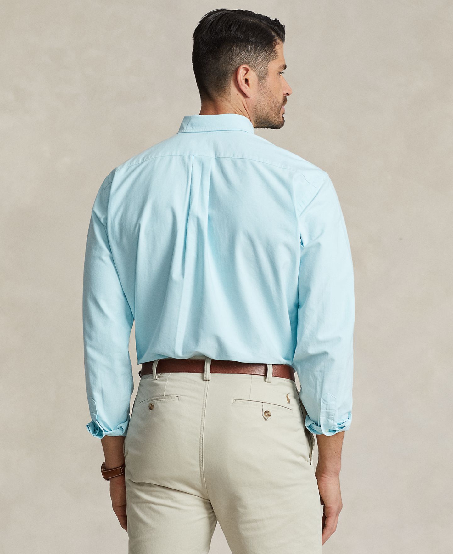Мужская рубашка Polo Ralph Lauren Big & Tall Classic-Fit Long-Sleeve Oxford, цвет: Синий, вариант 1 — фото 4