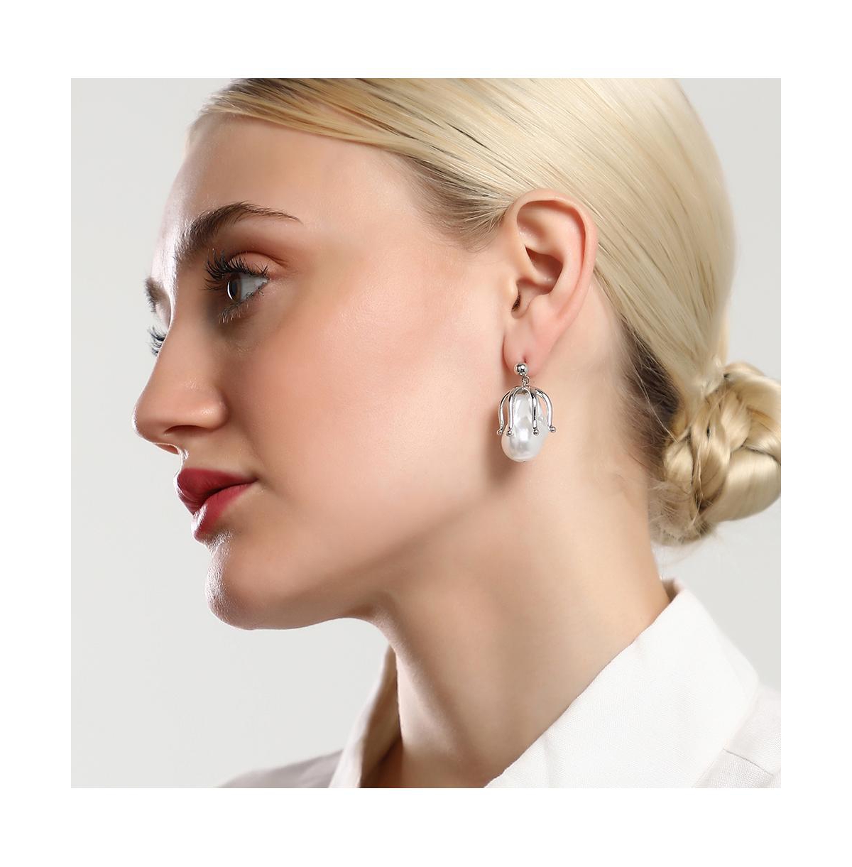 Sohi Women's The Bud Drop Earrings In Silver