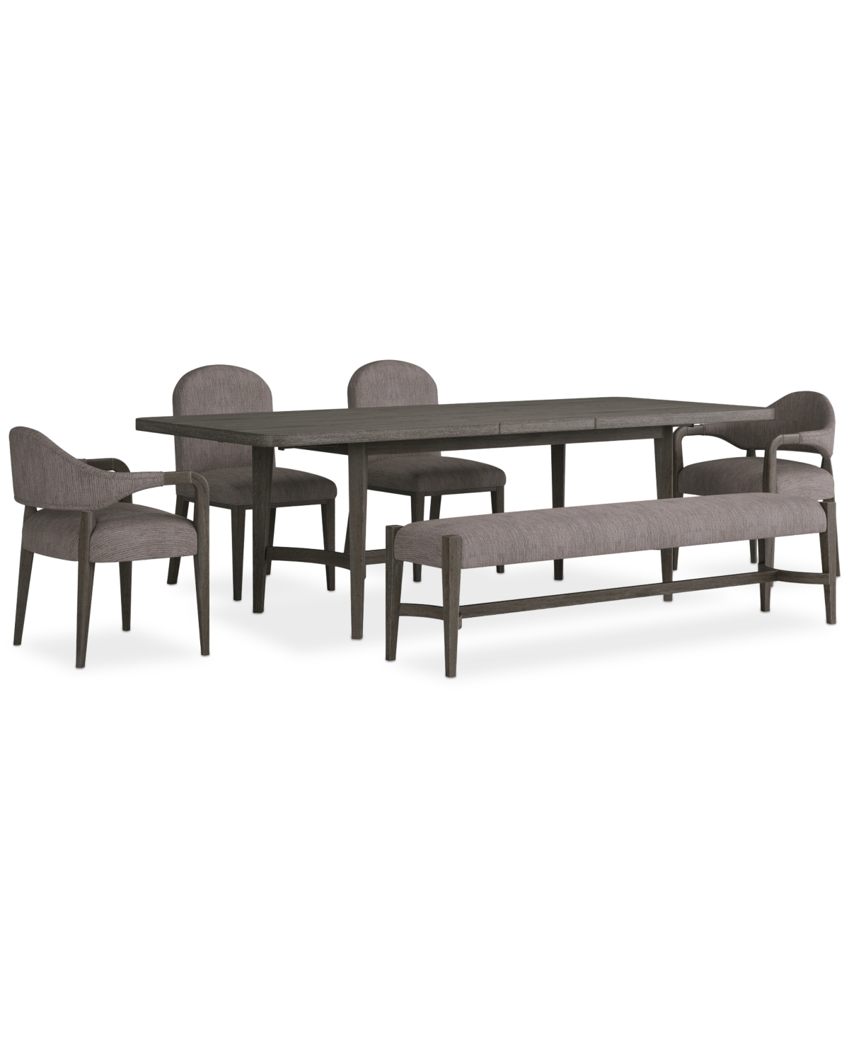 Macy's Griffith 6 Pc. Rectangular Dining Set (table, 2 Side Chairs, 2 Arm Chairs & Bench), Created For Macy In Dark Gray