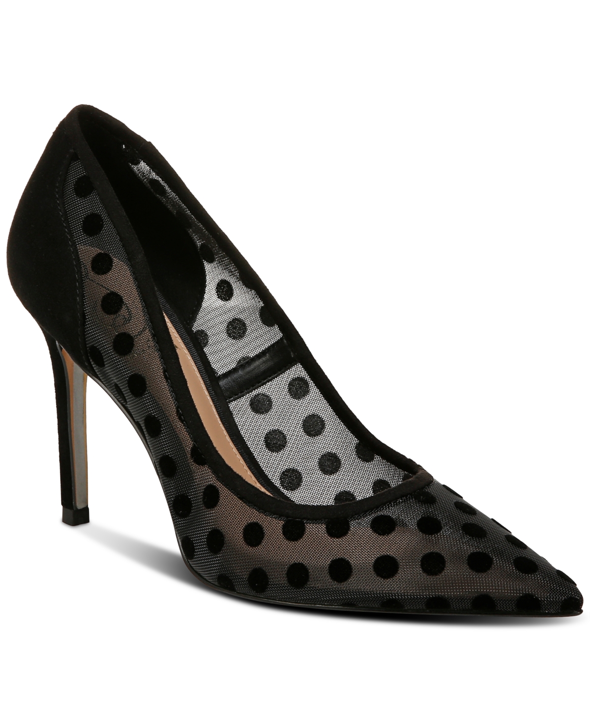 Sam Edelman Hazel Polka Dot Mesh Pump Black Polka Dot Mesh In Black Rhinestone Mesh