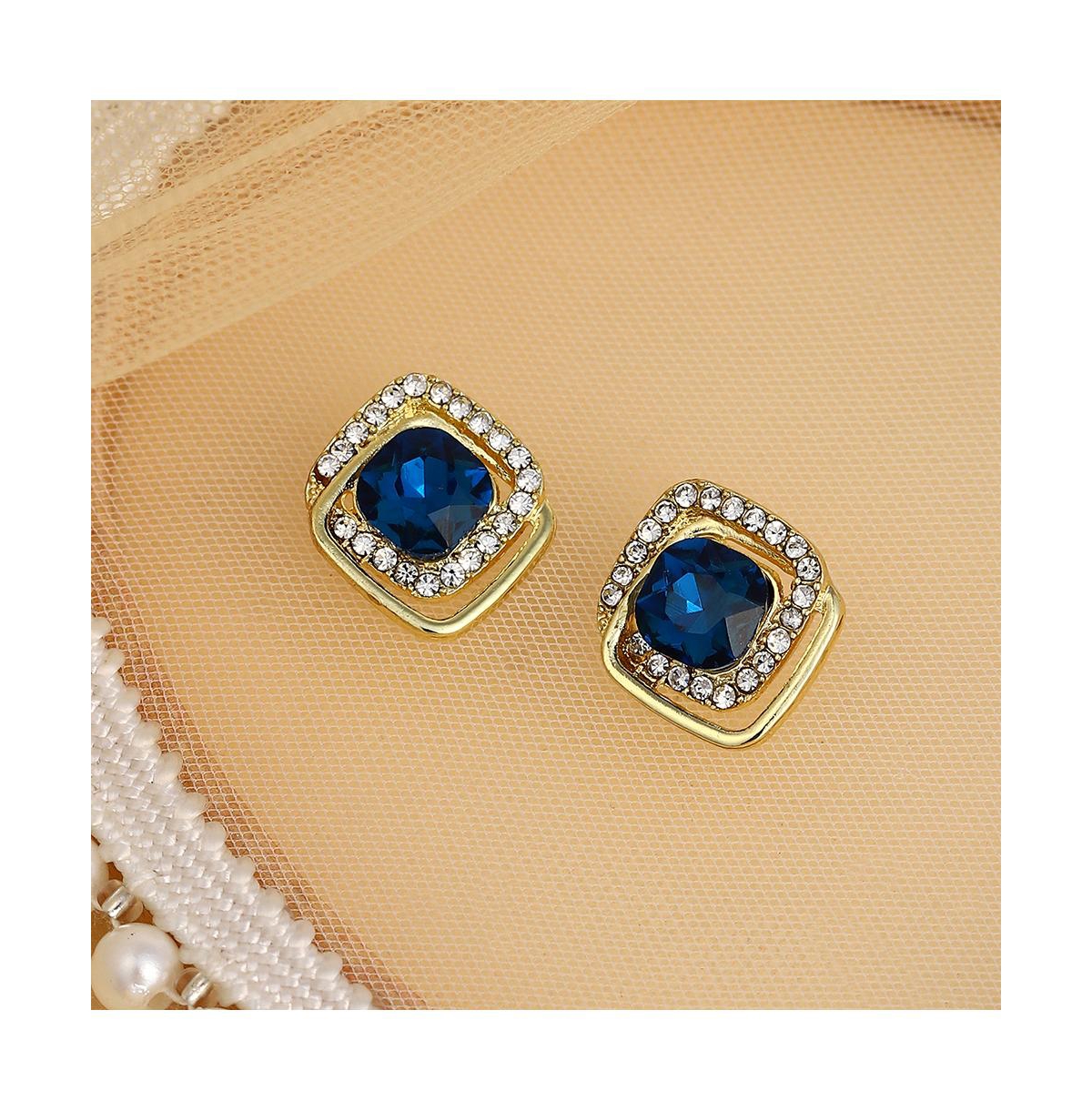 Shop Sohi Women's The Midnight Loop Stud Earrings In Blue