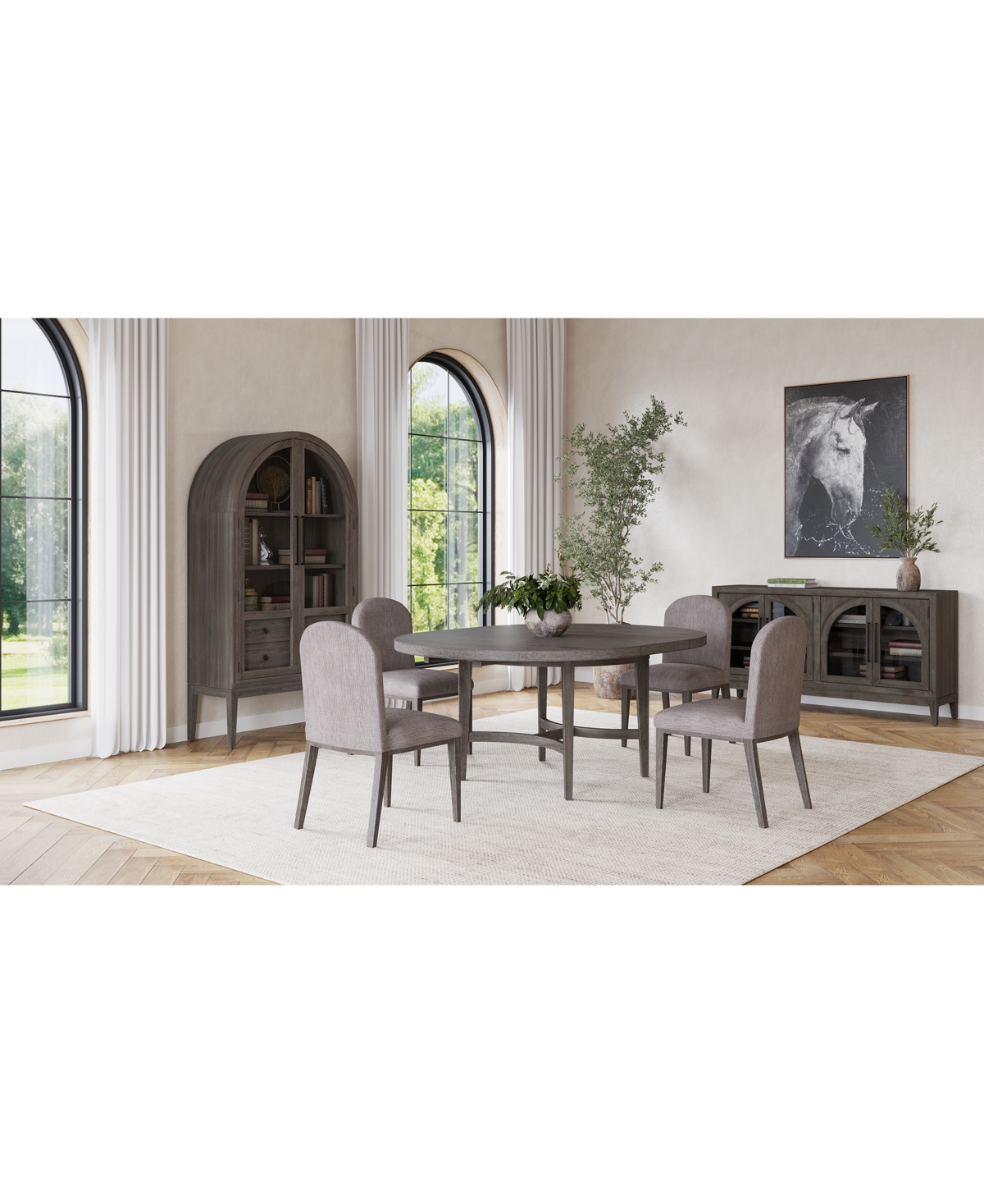 Macy's Griffith 5 Pc. Round Dining Set (table & 4 Side Chairs), Created For  In Dark Gray