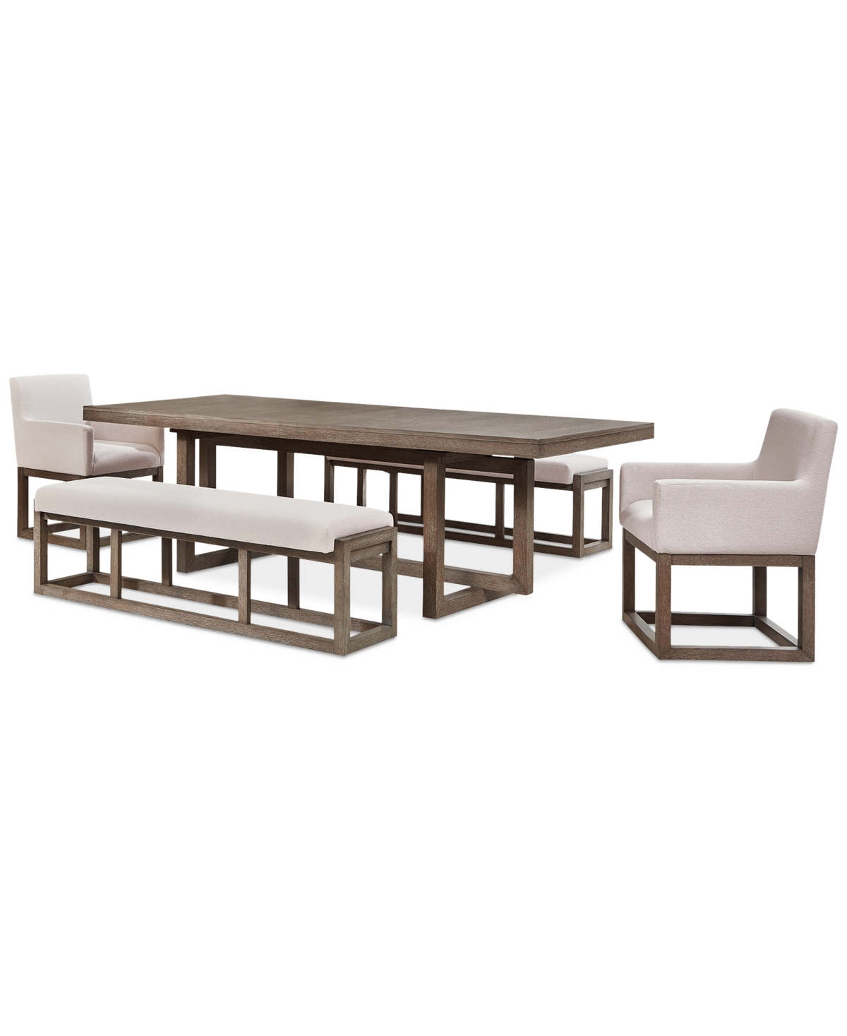 Macy's Portmore 5 Pc Rectangular Set (table, 2 Benches & 2 Arm Chairs), Created For  In Brown