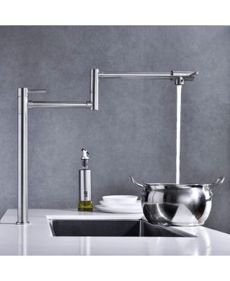Pot Filler Faucet in Brushed Nickel Finish with Extension Shank for Kitchen Convenience