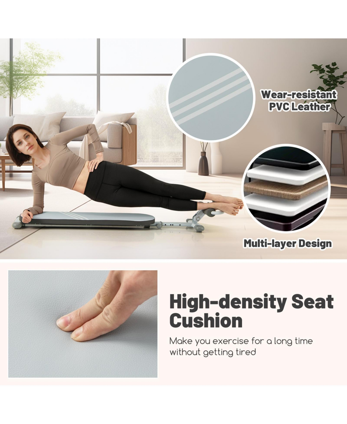 Hongge Multifunctional Sit Up Bench Workout Bench with Gear Adjustable Angles and Adjustable Length- Blue