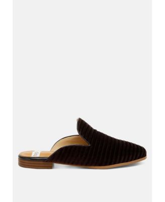 Womens Ouzini Velvet Textured Slip On Mules