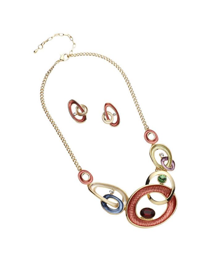 SOHI Women's Circular Cluster Jewellery Set