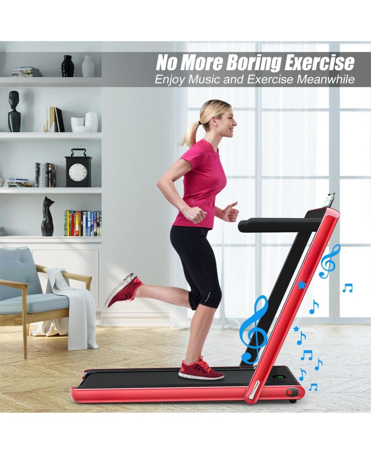Hongge 2.25HP 1 Folding Treadmill with App Speaker Remote Control