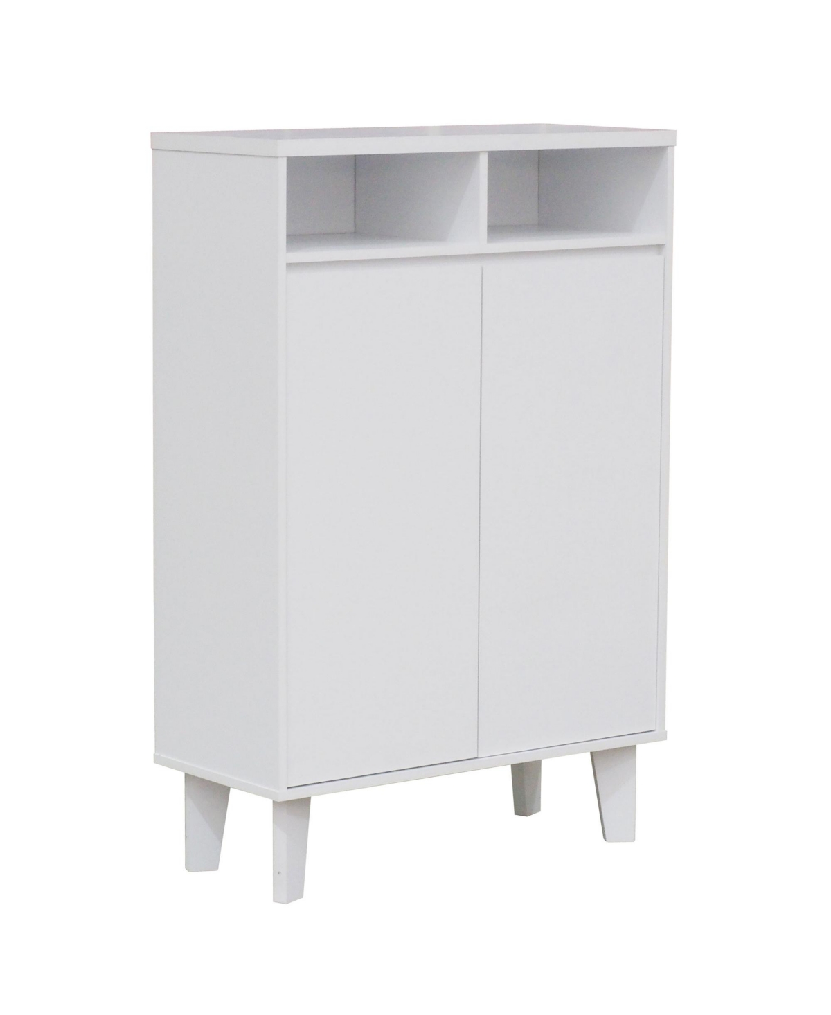 Kings Brand Furniture Elgin 2-Door Shoe Rack Storage Cabinet, White