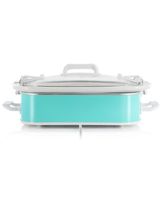 3.5 Quart Casserole Slow Cooker with 3 Temperature Settings in Turquoise