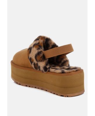 Kutchu Faux Fur Trim Platform Classic Slingback