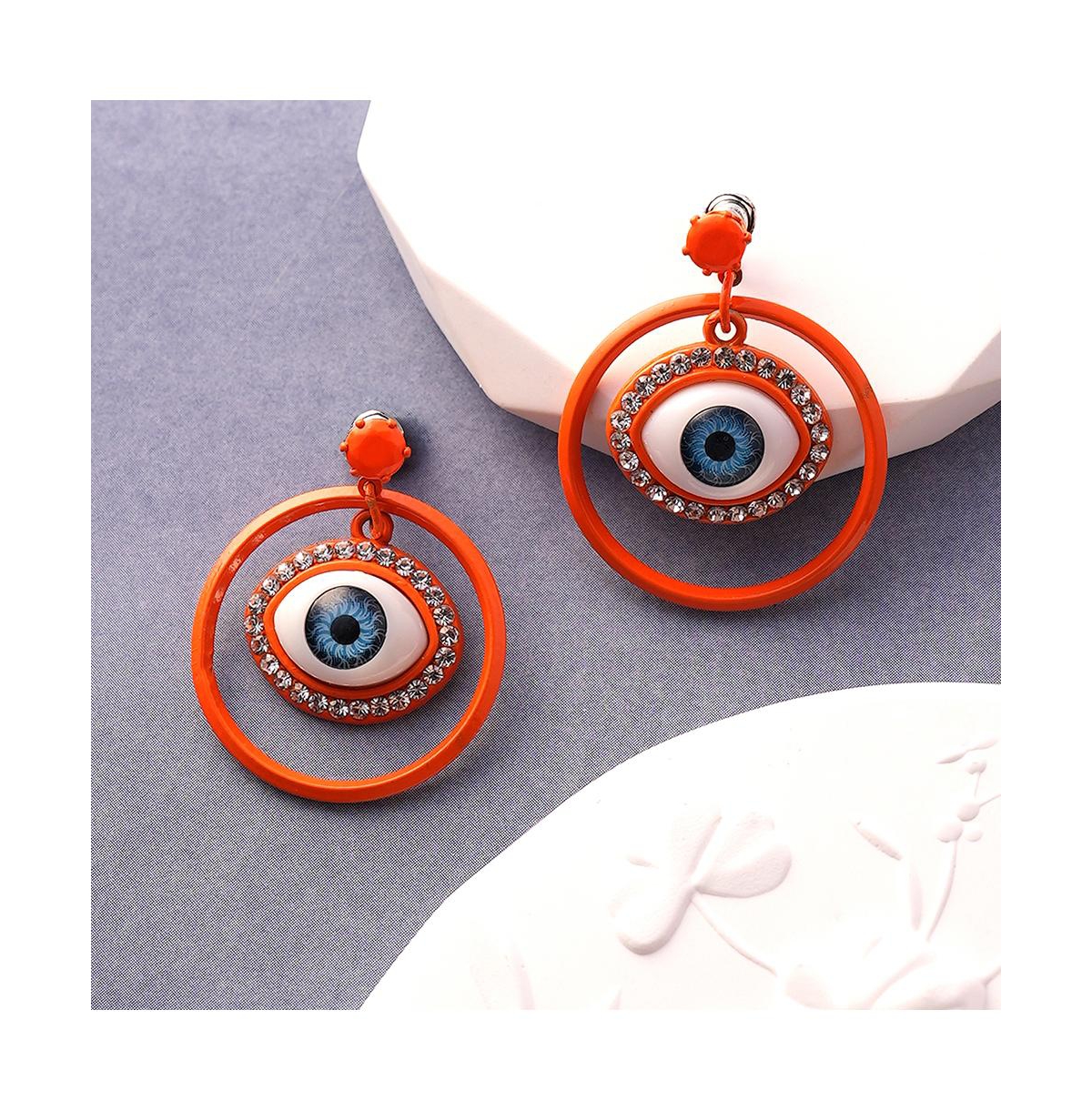 Sohi Women's The Evil-eye Loop Drop Earrings In Orange