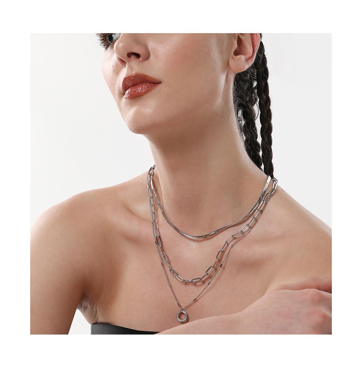 Sohi Women's The Halo Snakechain Multi-layer Necklace In Silver