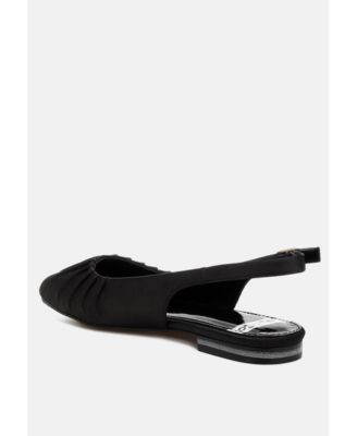 Cheeni Satin Square Toe Flat Slingbacks