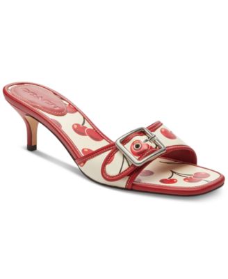 Margot Cherry Print Leather Kitten Heel Sandals